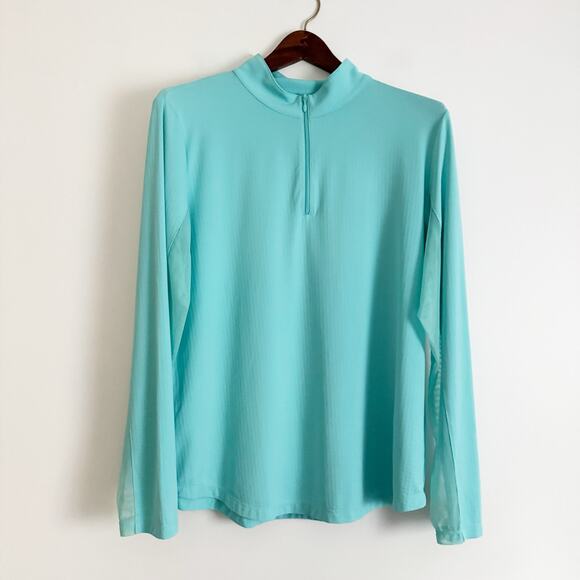 IBKUL Mock Neck Half Zip Long Sleeve Top Seafoam XL - Picture 3 of 10